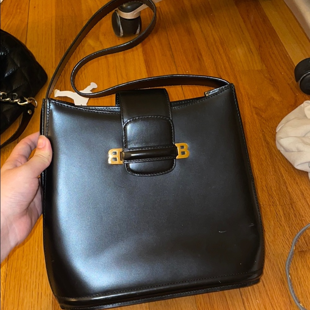Bally black vintage shoulder bag